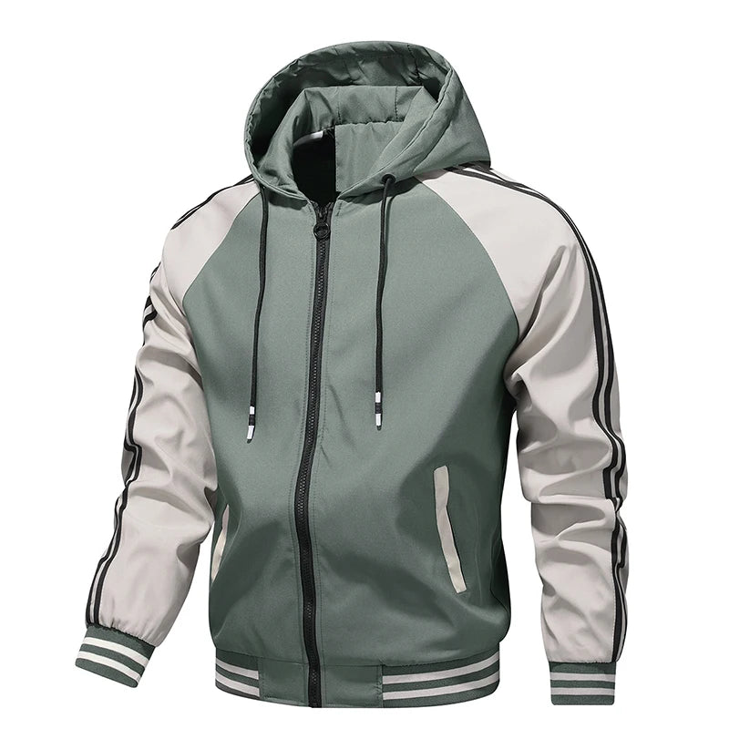 Spring Color Block Fleece Hoodie Jacket for Men ATHLEXES