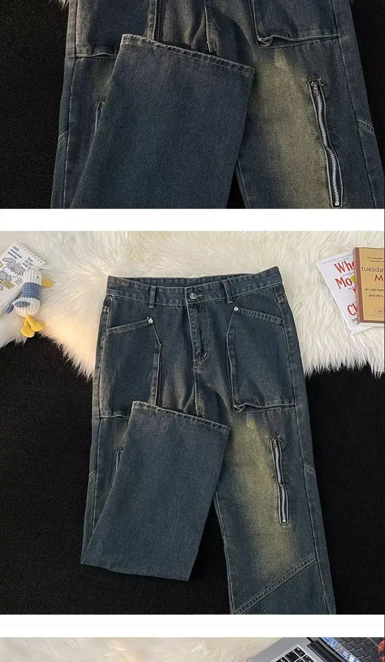 Trendy Y2K Personalized Straight Leg Casual Jeans ATHLEXES