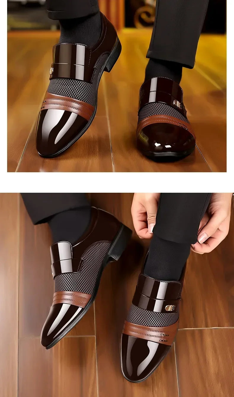 Classic Black Pointed Toe Leather Loafers for Men ATHLEXES