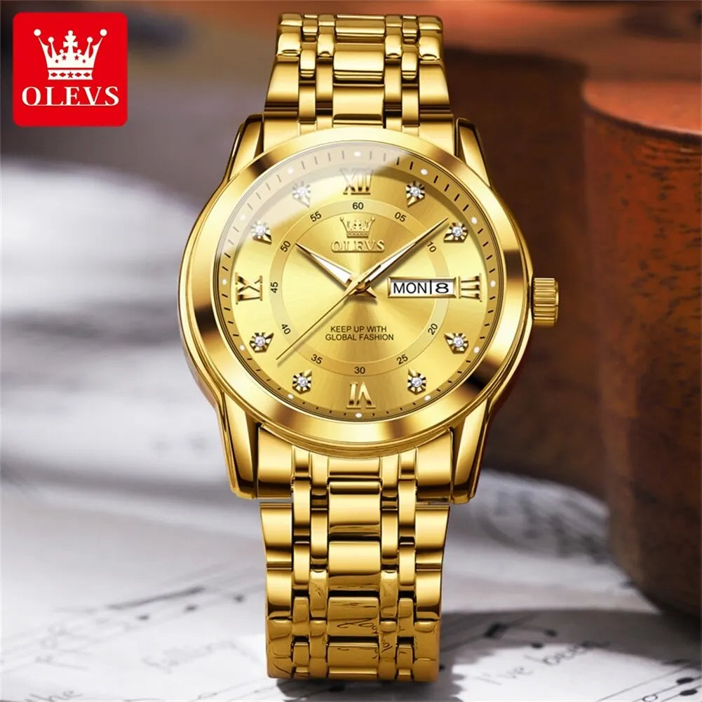 OLEVS Luxury Diamond Quartz Watch for Men ATHLEXES