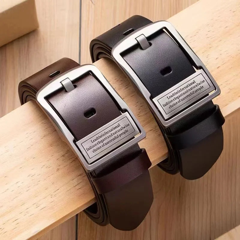 Luxury Cowhide Men's Belt with Metal Alloy Buckle ATHLEXES
