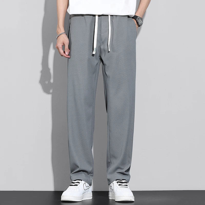 Men's Gray Khaki Wide Leg Leisure Trend Summer Pants ATHLEXES