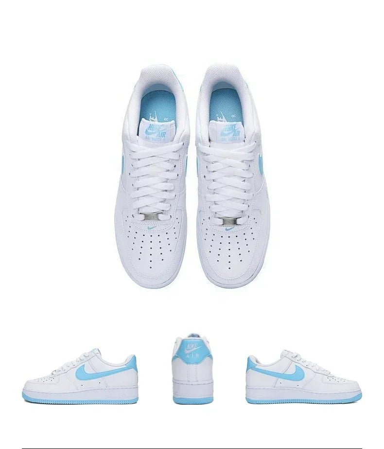 Nike Air Force 1 Low '07 White Aquarius Blue FQ4296-100 Shock Absorption Mens Womens Low Top Board Shoes ATHLEXES