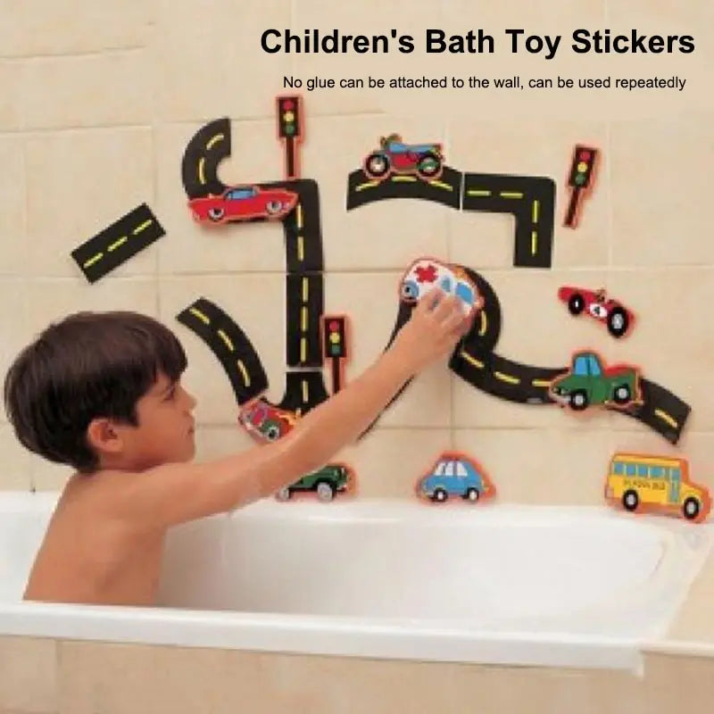 Sticky Wall City Traffic Bath Toy Set for Kids ATHLEXES
