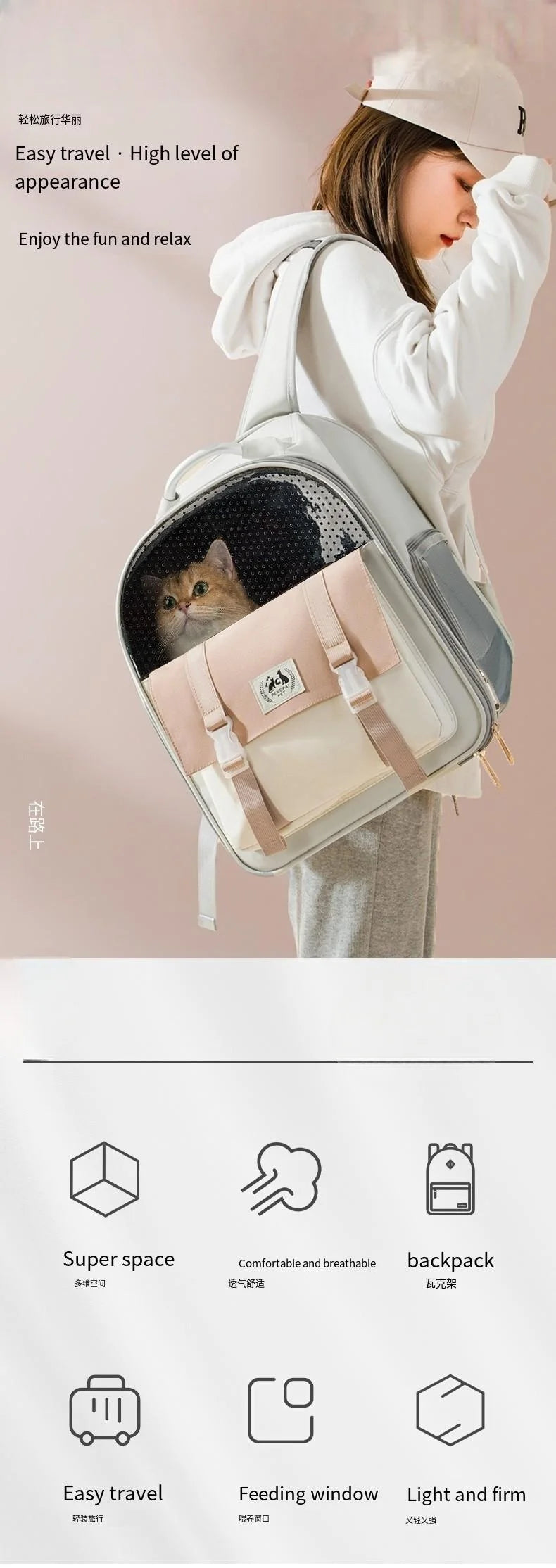 Pet Carrier Bag Cat Bag Pets Backpack Outgoing Carry Cats Double Shoulder Bag Travel Breathable Puppy Bags Carriers Supplies ATHLEXES