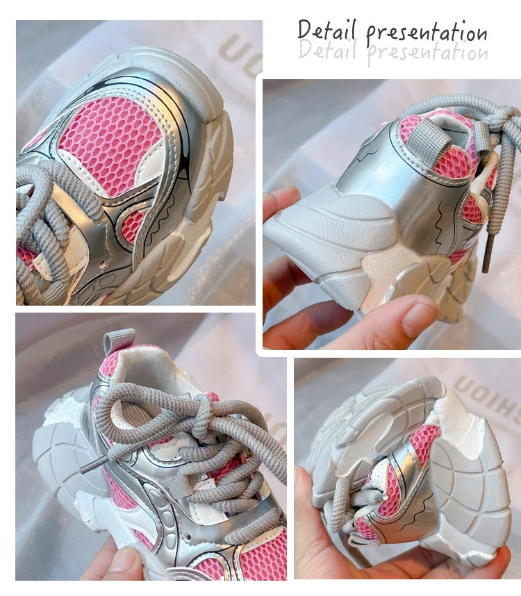 Chic Pink Leather Running Shoes for Young Girls ATHLEXES