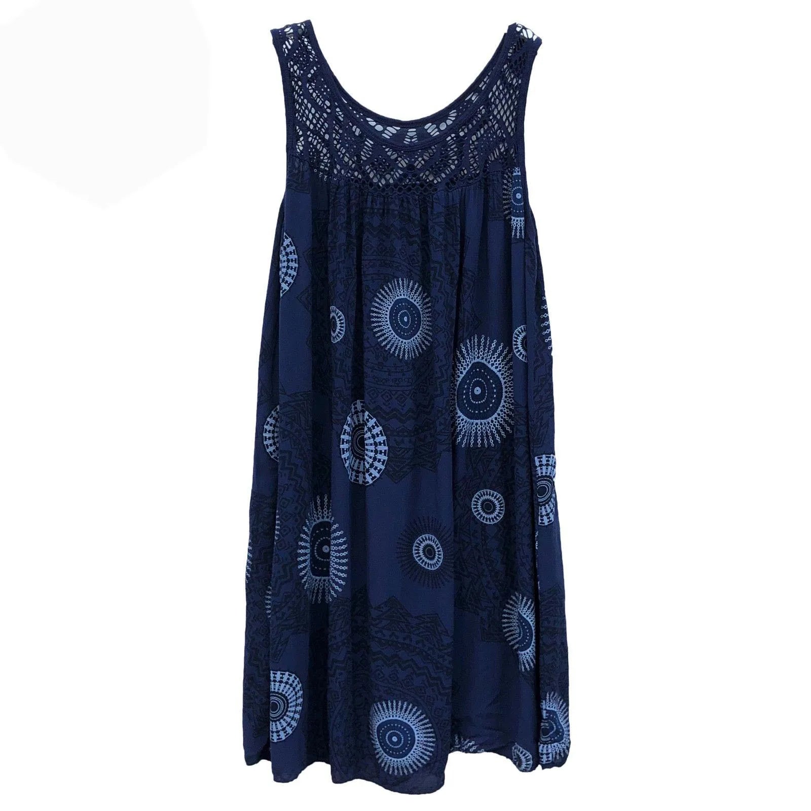 Elegant Lace Print Plus Size Sleeveless Dress ATHLEXES