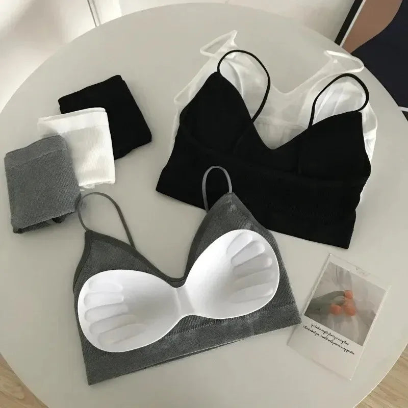 Women's Sports Bra Set Underwear Bra Korean Style Push Up No Steel Ring Bra High Elastic Panty Set ATHLEXES