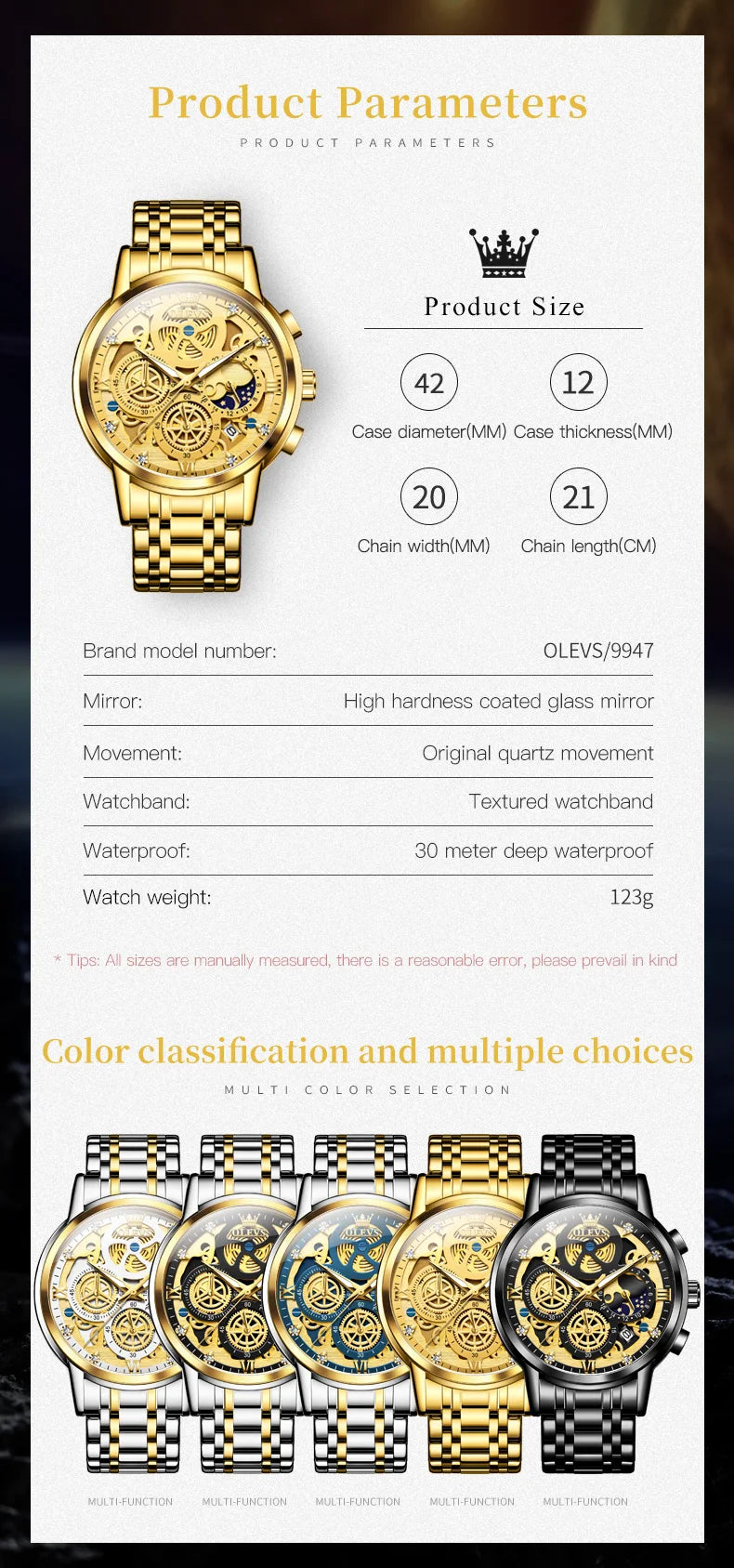 OLEVS Luxury Waterproof Gold Skeleton Watch ATHLEXES
