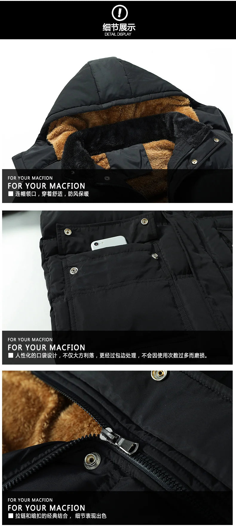 Luxury Windproof Down Jacket with Detachable Hood ATHLEXES
