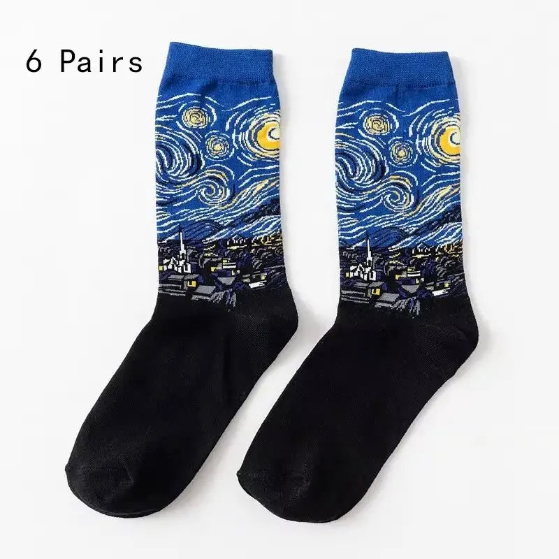 Van Gogh Inspired Retro Art Socks for Men ATHLEXES