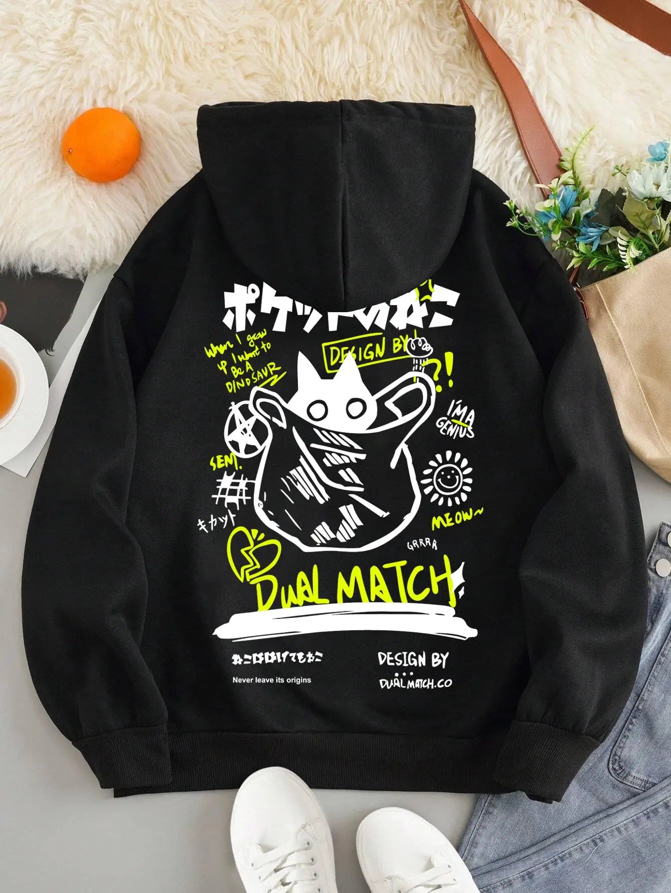 Chic Cat Print Hoodie for Women ATHLEXES
