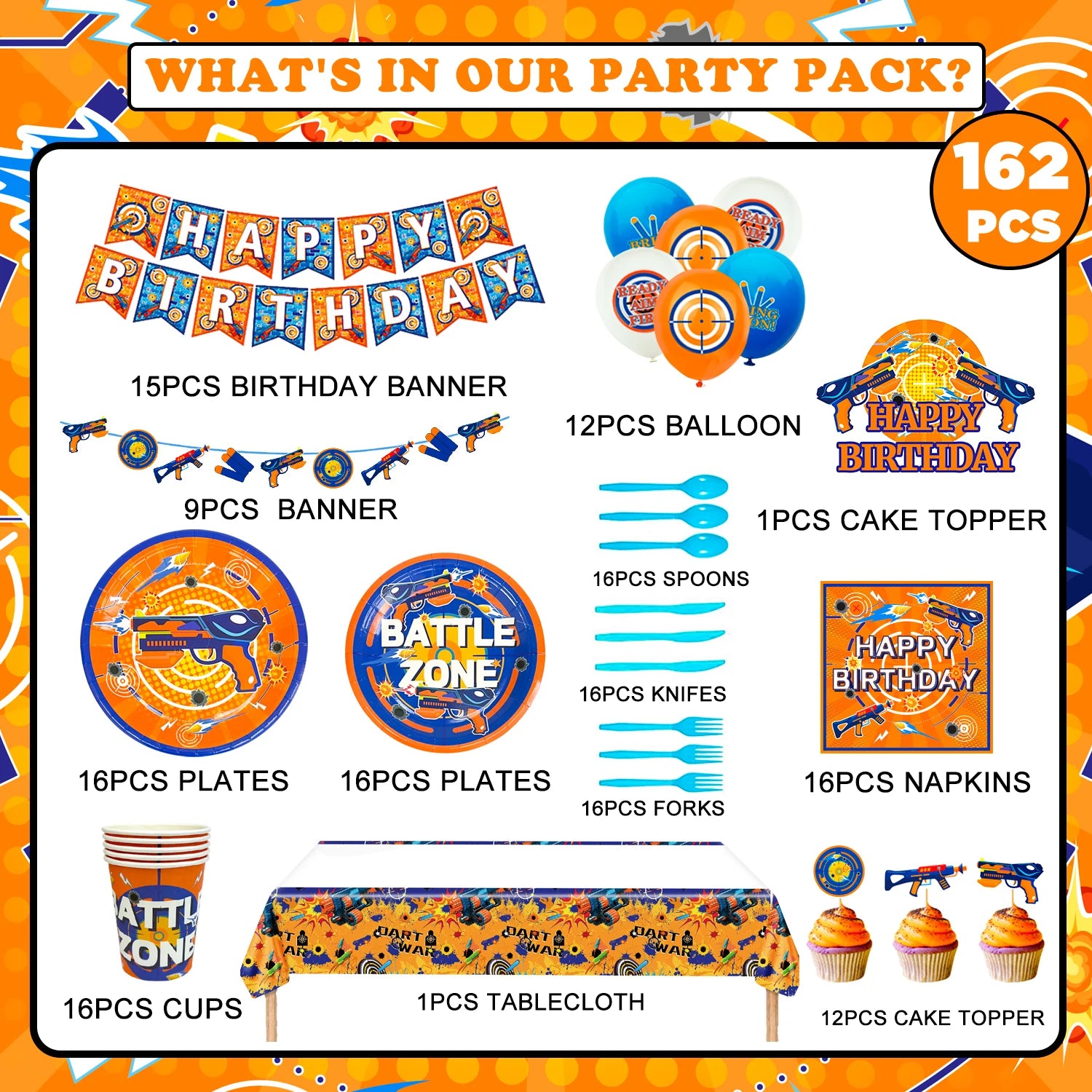 Dart War Party Essentials: 162-Piece Celebration Set ATHLEXES