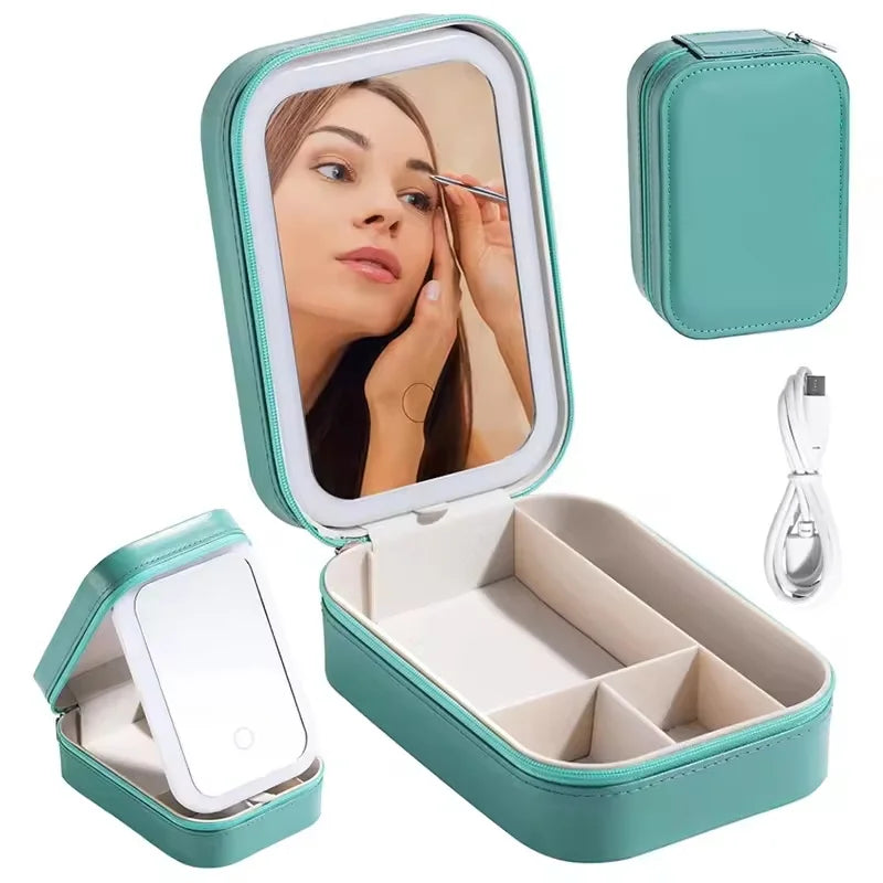LuxeGlow Portable LED Makeup Mirror Case ATHLEXES