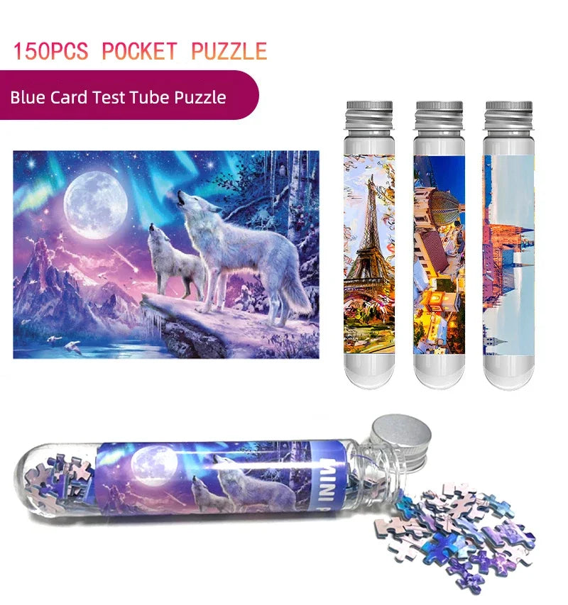 Wolf Art Test Tube Puzzle: 150PCS Decompression Game ATHLEXES