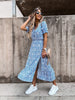 Elegant Floral V Neck Maxi Dress for Women ATHLEXES