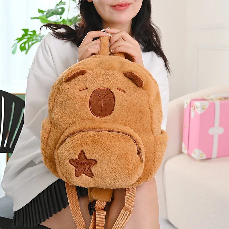 Kawaii Capybara Plush Backpack for Kids ATHLEXES