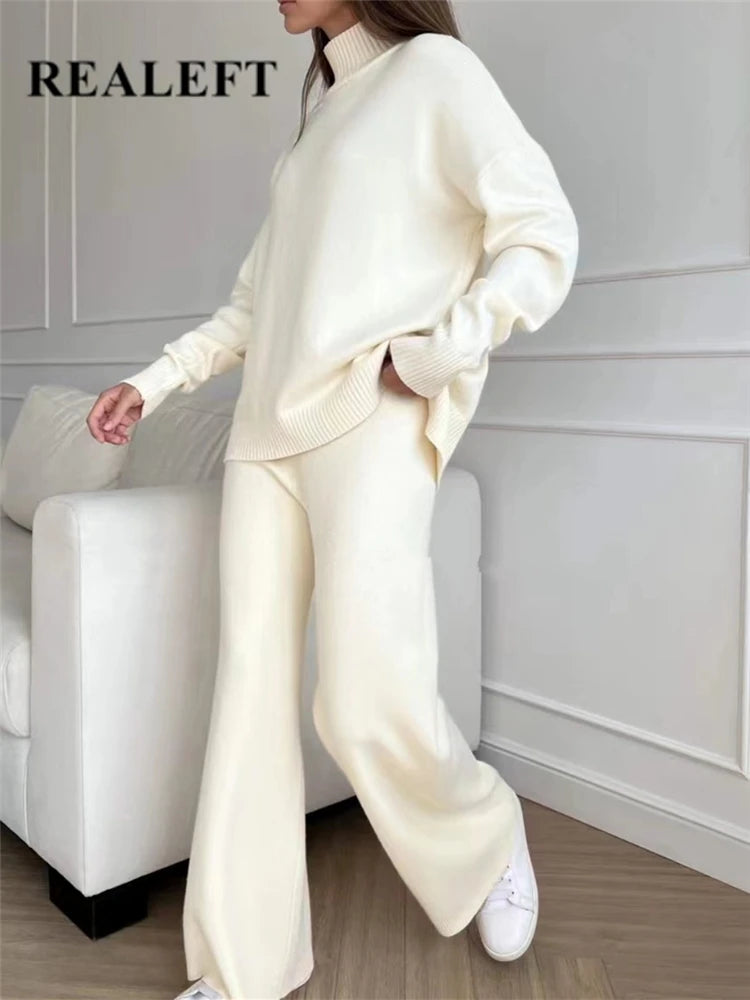 Autumn Winter Luxe Knitted Tracksuit Set for Women ATHLEXES