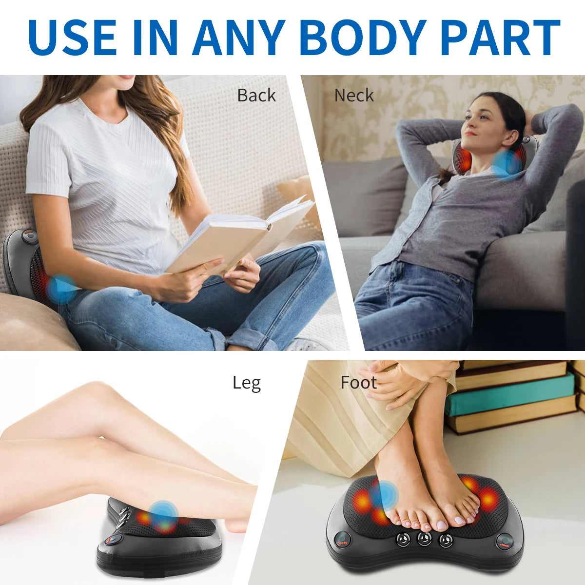 Relaxation Massage Pillow Vibrator Electric Neck Shoulder Back Heating Kneading Infrared Therapy Head Massage Pillow ATHLEXES