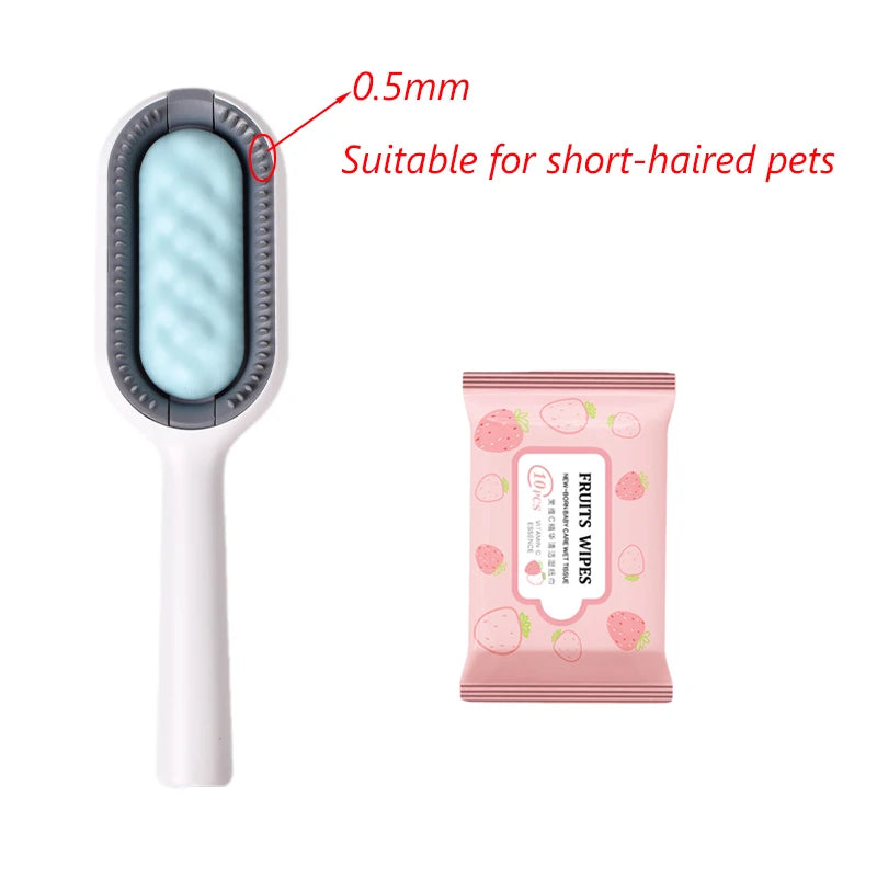 Double Sided Hair Removal Brushes for Cat Dog Pet Grooming Comb with Wipes Kitten Brush Gato Accesorios Artículos Para Mascotas ATHLEXES