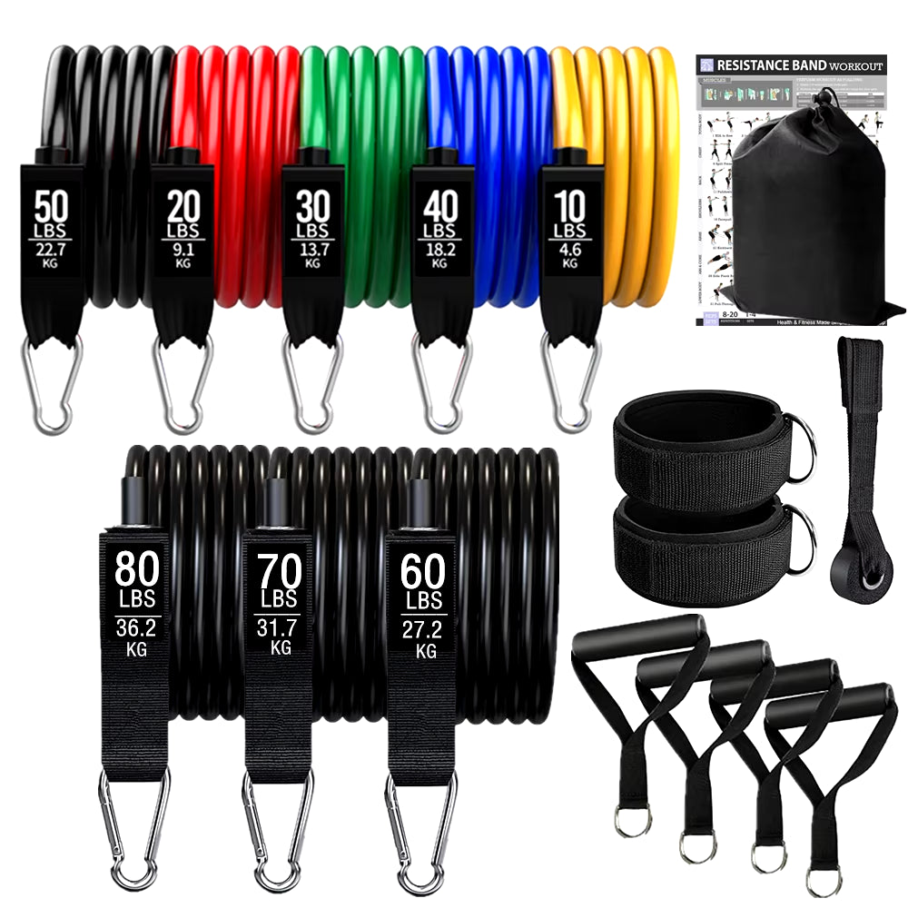 360Lbs Fitness Exercises Resistance Bands Set Elastic Tubes Pull Rope Yoga Band Training Workout Equipment for Home Gym Weight ATHLEXES