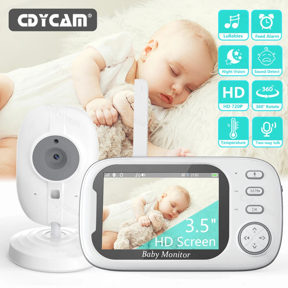 New 3.5 Inch Wireless Video Baby Monitor Night Vision Temperature Monitoring 2 Way Audio Talk Baby Nanny Security Camera ATHLEXES