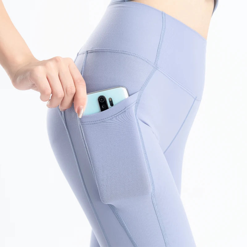 Women Yoga Pants Naked Feeling Stretchy Sports Tights Pocket High Waist Leggings Running Fitness Leggings Workout Gym Clothing ATHLEXES