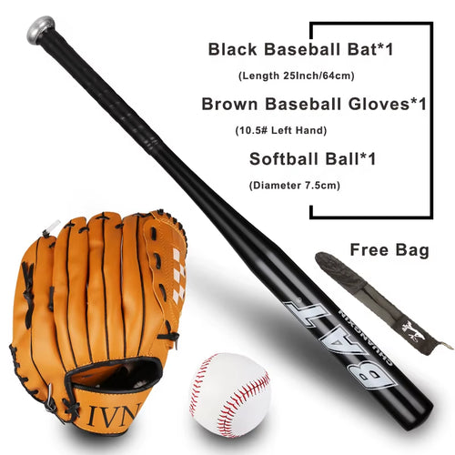 64Cm Baseball Bat Kit Kids Teenager Softball Ball Baseball Gloves Baseball Set with Bag Bat of the Bit Softball Bat 25