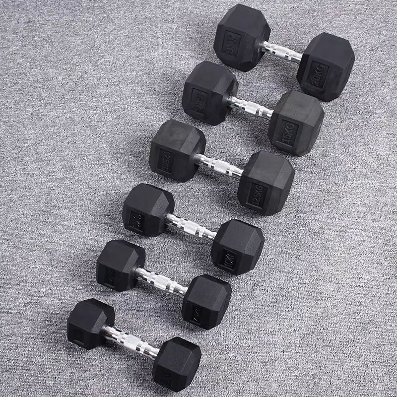 Hexagonal Fixed Dumbbells Men'S Fitness Equipment Home Ladies Rubber Dumbbells ATHLEXES