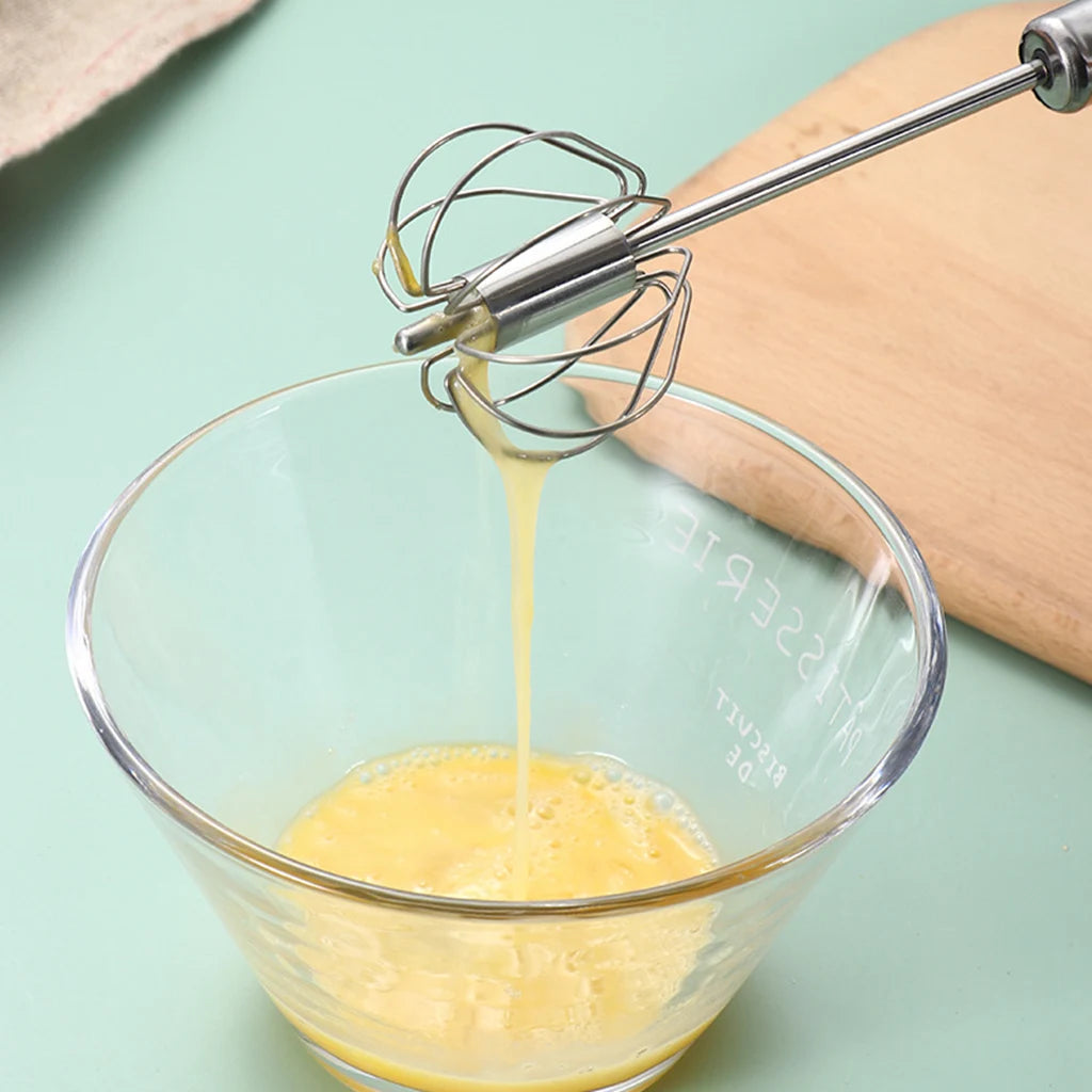 Semi Automatic Mixer Whisk Egg Beater Stainless Steel Manual Hand Mixer Self-Turning Cream Utensils Kitchen Mixer Egg Tools ATHLEXES