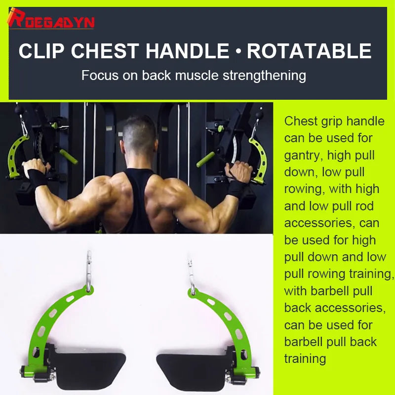 8 Piece Set Fitness Lat Pull down T Handle Bar Rowing Rotating V-Bar Pulley Cable Machine Handle Grip Gym Equipment Back Trainer ATHLEXES