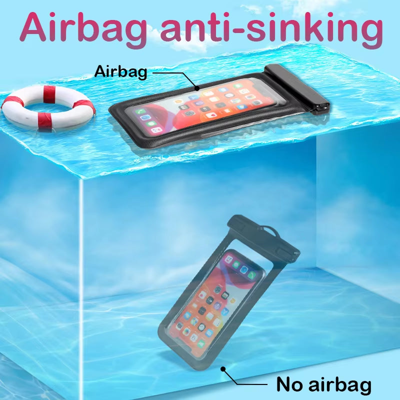 Floating Airbag Waterproof Swim Bag Phone Case for Iphone 11 12 13 14Pro Max Samsung S23 S22 Xiaomi 13 Huawei P30 20 Lite Cover ATHLEXES