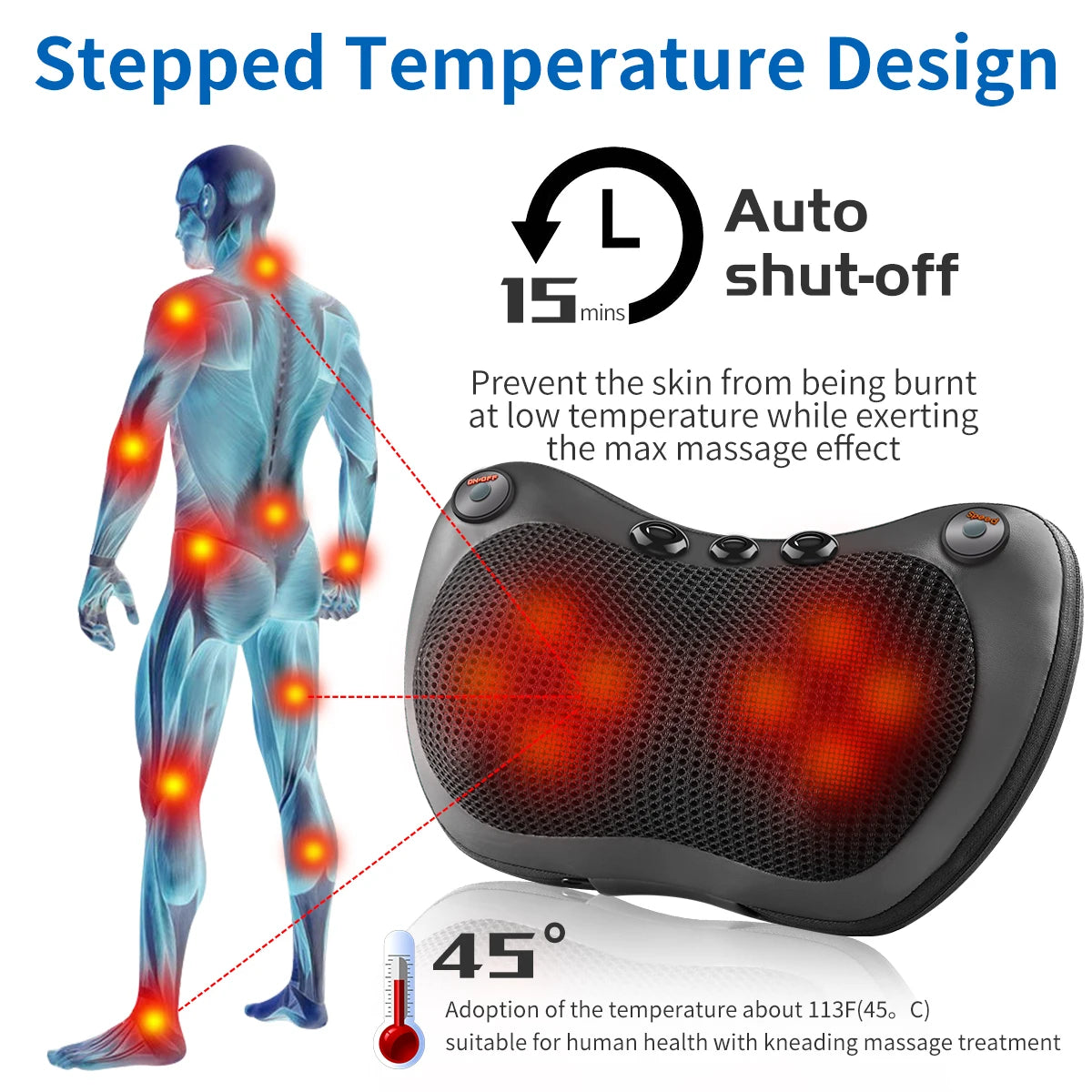 Relaxation Massage Pillow Vibrator Electric Neck Shoulder Back Heating Kneading Infrared Therapy Head Massage Pillow ATHLEXES