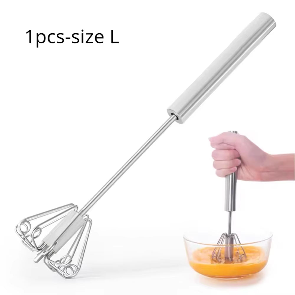 Semi Automatic Mixer Whisk Egg Beater Stainless Steel Manual Hand Mixer Self-Turning Cream Utensils Kitchen Mixer Egg Tools ATHLEXES