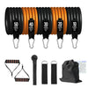 Fitness Resistance Bands Set Yoga 5 Tube Workout Bands Home Exercise Bands with Door Anchor Handles Ankle Straps Gym Equipment ATHLEXES
