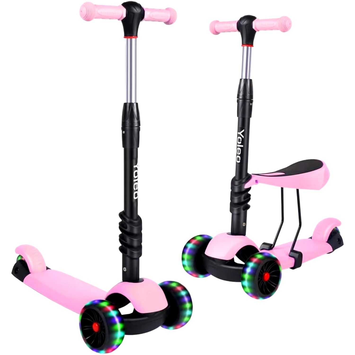 Kids Three Wheel Kick Scooter, LED Flashing Wheels, Height Adjustable, 3-In-1 Lightweight Children'S Scooter for Aged 2-8 ATHLEXES