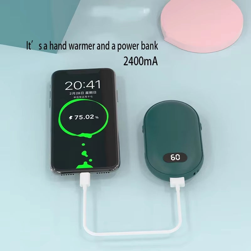 Hand Warmer USB Mobile Power Bank Charing Electric Hand Heater Warmer Mini Multi-Function Pocket Warmer Digital Display ATHLEXES