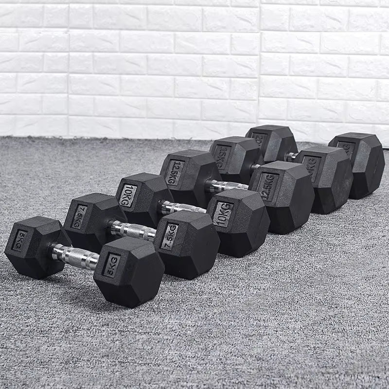 Hexagonal Fixed Dumbbells Men'S Fitness Equipment Home Ladies Rubber Dumbbells ATHLEXES