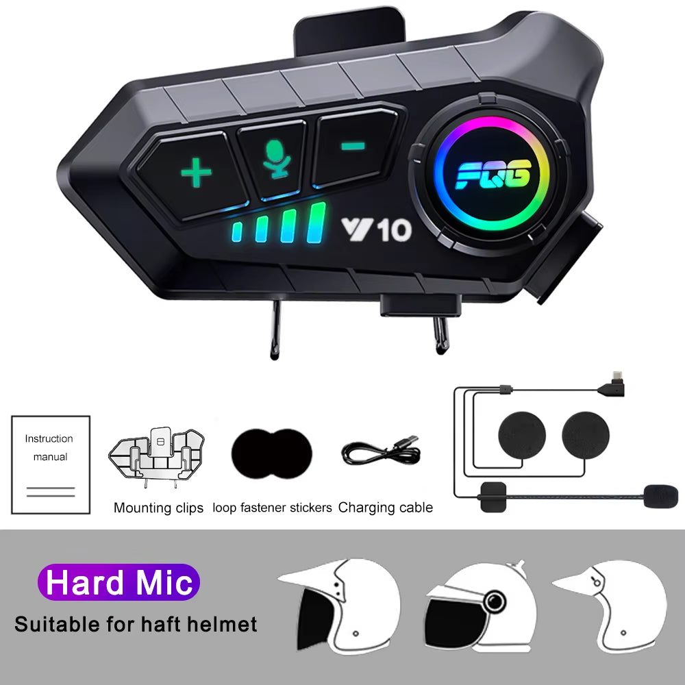 Bluetooth 5.3 Helmet Headset Wireless Hands-Free Call Phone Kit Motorcycle Waterproof Earphone MP3 Music Player Speaker for Moto ATHLEXES