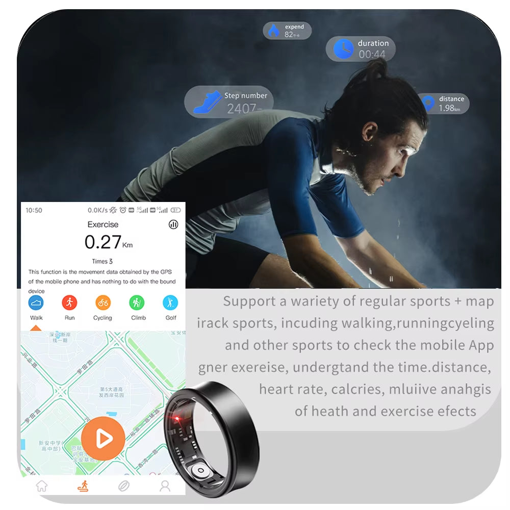 For Samsung Galaxy Smart Ring Men Blood Oxygen Sleep Monitoring GPS Motion Track IP68&5ATM Waterproof Smartring for Android IOS ATHLEXES