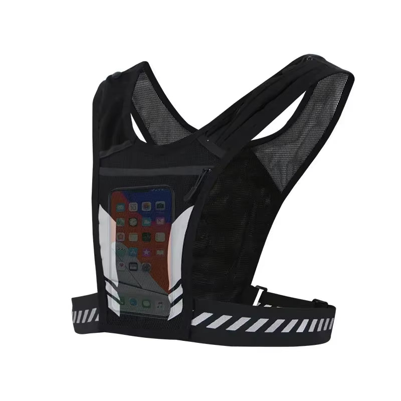 Reflective Running Backpack Universal Lightweight Sports Running Vest Mobile Phone Cards Bag for Jogging Fitness Men and Women ATHLEXES