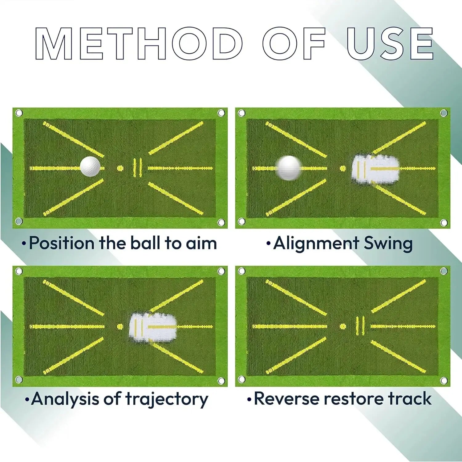 Golf Training Mat Kit for Swing Path Feedback Detection Correcting Hitting Posture Golf Practice Mat Advanced Guides Aid Pad ATHLEXES