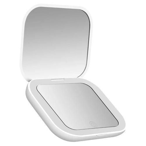 Compact Mini Gift Vanity Folding Cosmetic Mirror with Lights Portable Hand Held Small Pocket Travel Makeup Mirror 2X Magnifying ATHLEXES