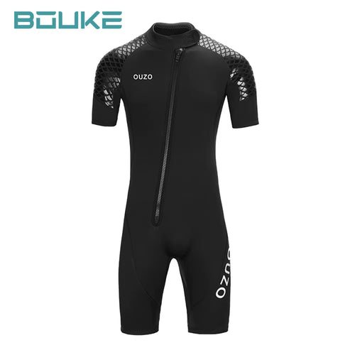 Mens Womens 3Mm Neoprene Shorty Wetsuit, One-Piece Diving Suit Front Zip Wetsuit for Scuba Diving Snorkeling Surfing Swimming ATHLEXES
