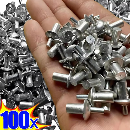 100X Hammer Drive Expansion Rivets Percussion Expansion Aluminum Nail Head Piercing Knock Type Small Tapping Screws Fasteners ATHLEXES