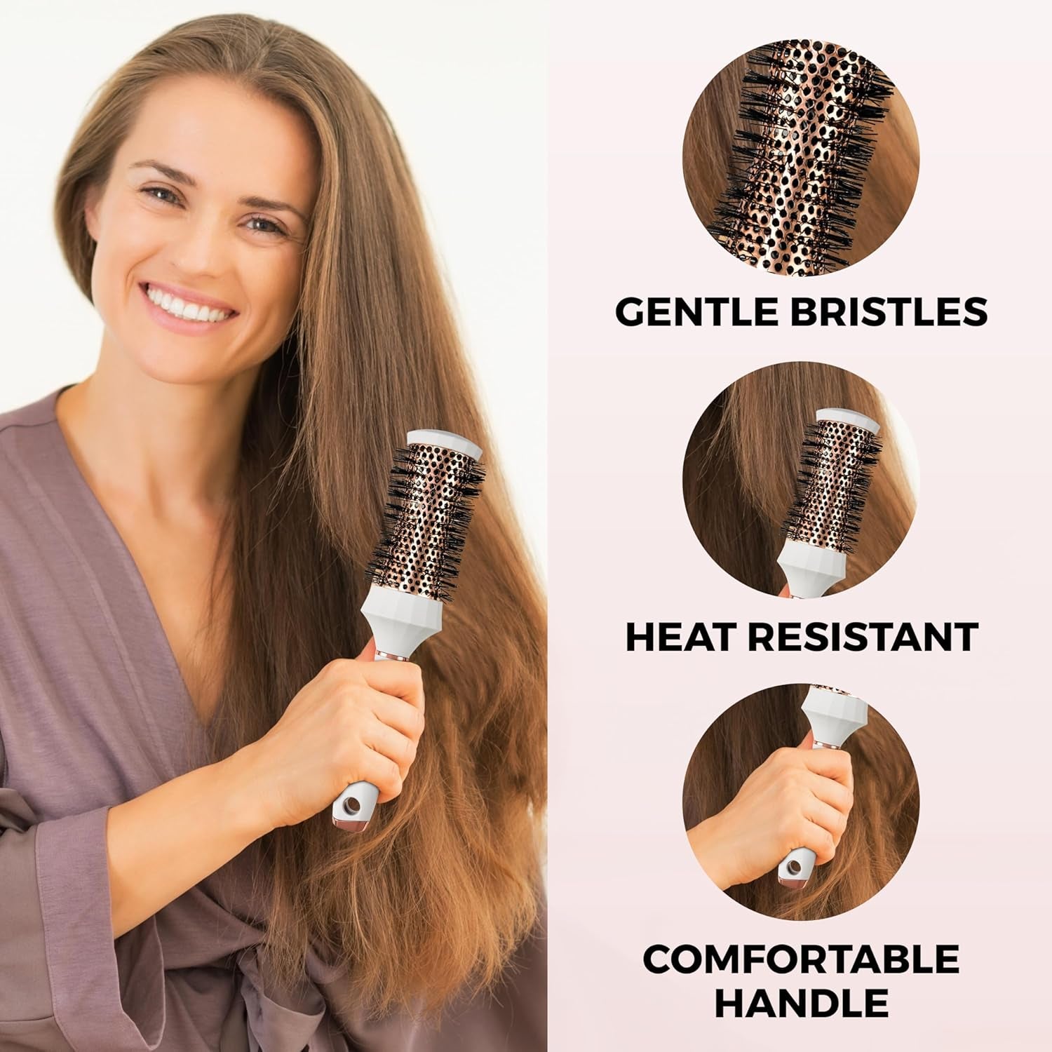 round Hair Brush Set, 4 Piece Professional Blow Dry Kit with 3 round Brushes and Comb for Styling, Beauty Gifts Sets for Women ATHLEXES