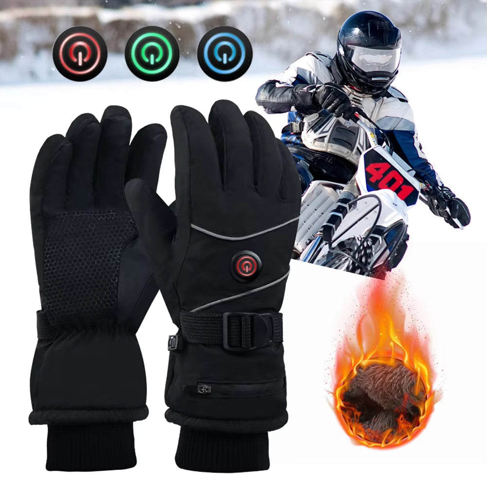 Outdoor Winter Gloves Hand Warmer DC Rechargeable Heated Gloves Touchscreen Waterproof Thermal Gloves for Women Men Ski Hiking ATHLEXES